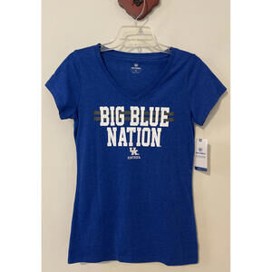 UK Kentucky Wildcats Big Blue Nation Womens Medium Blue Vneck Tshirt NWT! A5701